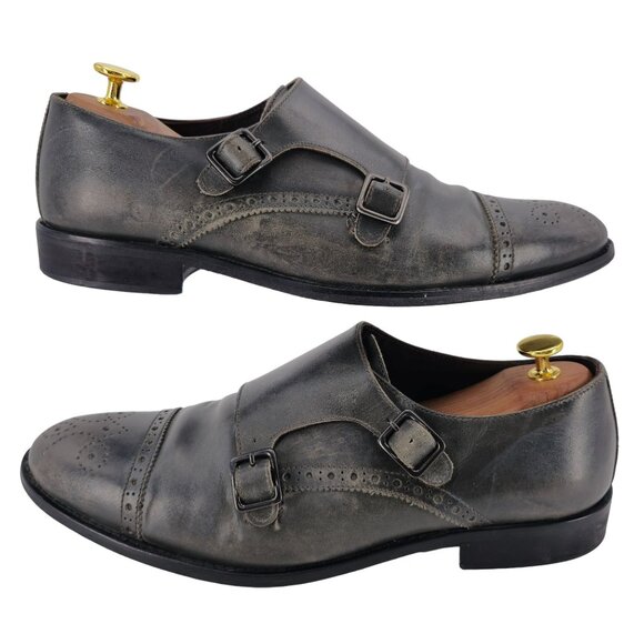 Bruno Magli Italy Gray Leather Double Monk Strap Loafers Men size 11 Dress Shoes - Picture 5 of 12